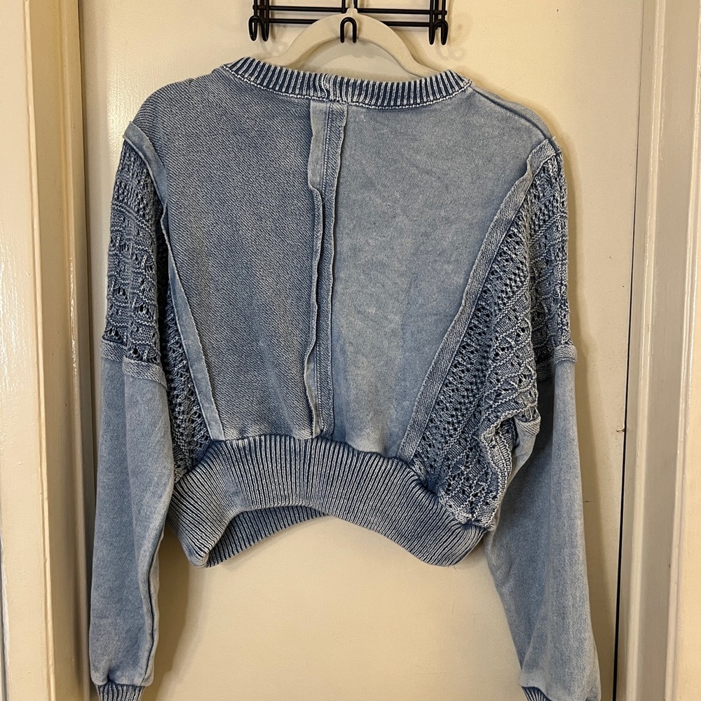 Altar'd State Denim Blue Knit Sweater - Picture 2 of 4